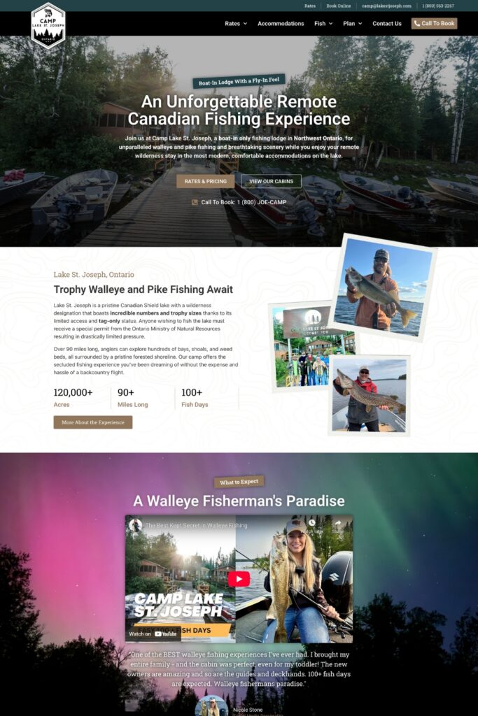 Homepage of the Camp Lake St. Joseph website
