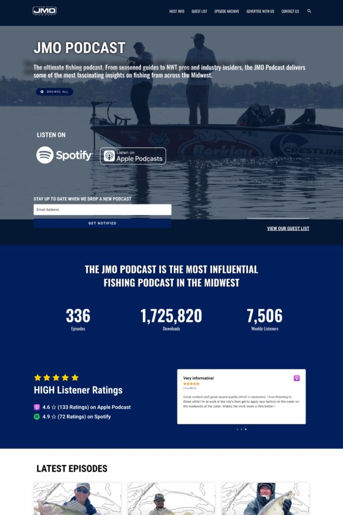Homepage of the The JMO Podcast website