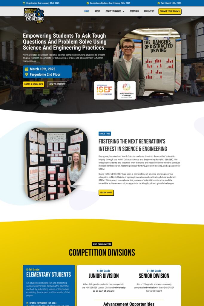 Homepage of the ND Southeast Regional Science & Engineering Fair website