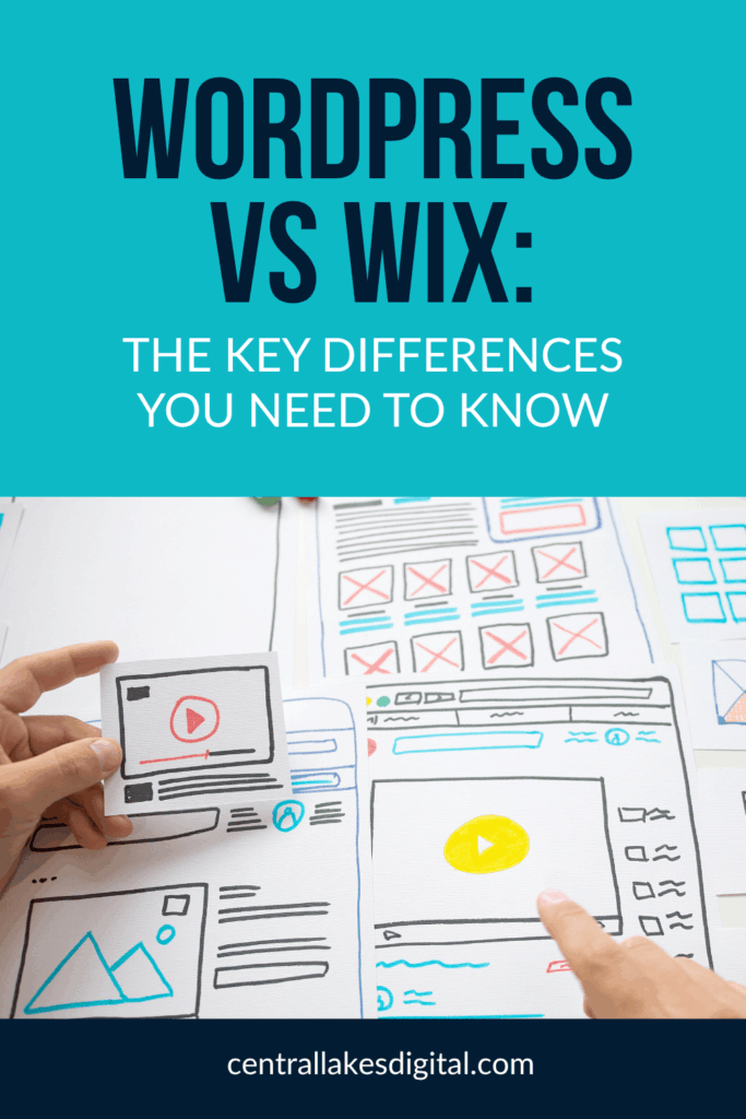 An image of UI layout with text overlay "WordPress vs Wix: The Key Differences You Need To Know"