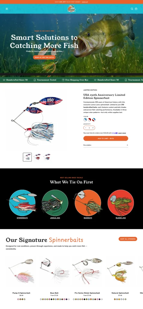 Homepage of the Leena Lures website