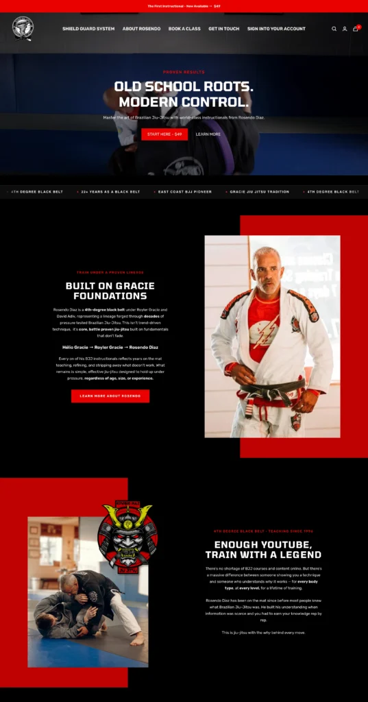 Homepage of the Rosendo Diaz BJJ website