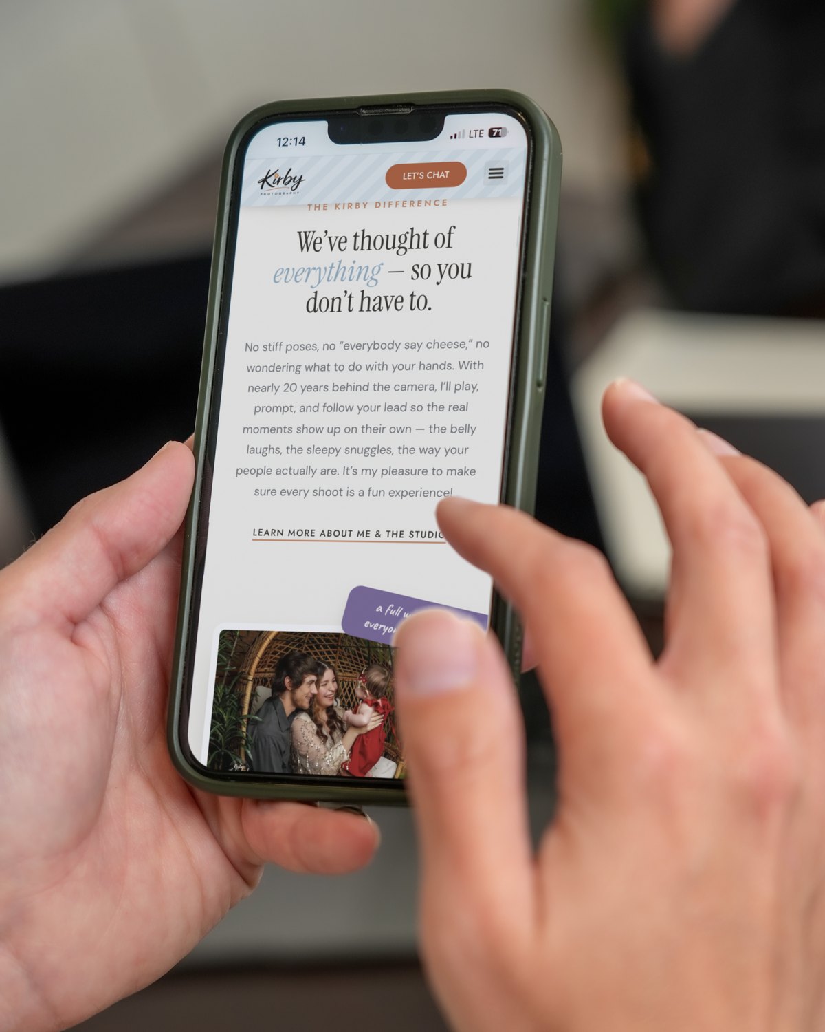 Looking over a client website on a phone